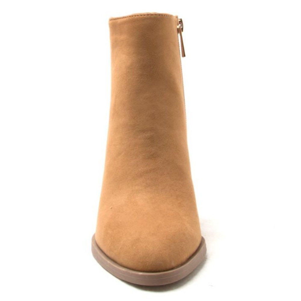 1 Left! Qupid Tiber Camel Suede Wood Heeled Bootie - Picture 7 of 8